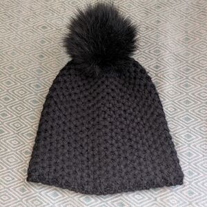 Phase 3 Black Knit Pom-Pom Beanie